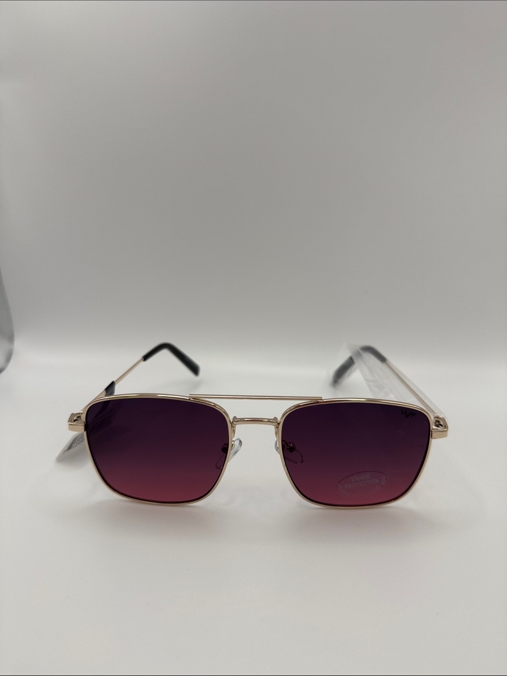 Gold Frame Sunglasses with Purple Gradient Lenses